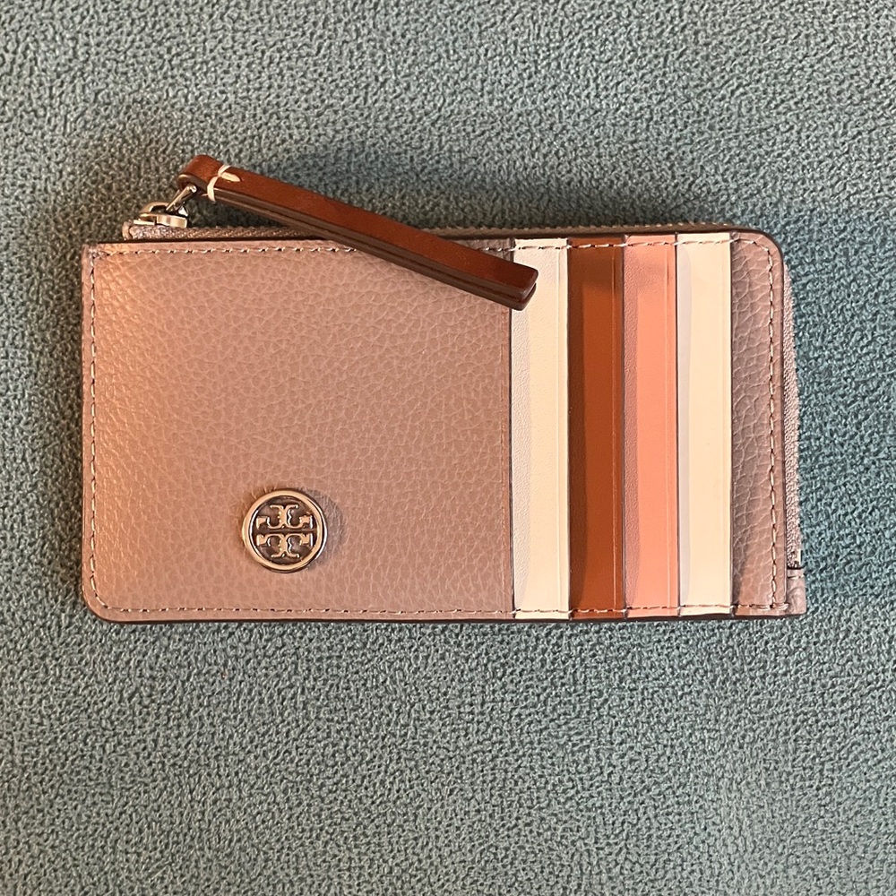 Tory Burch Robinson Top-Zip Card Case.